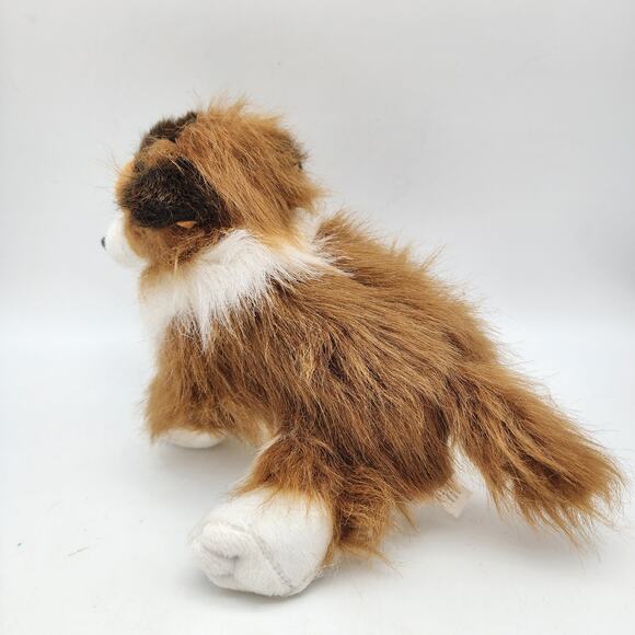 Ganz Webkinz Collie Dog Plush 9" Fluffy Brown Fur Leather Nose HM149 No Code - Picture 2 of 9